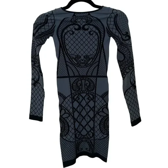 Intimately Free People Bodycon Mini Long Sleeve Geometric Dress - Picture 3 of 8
